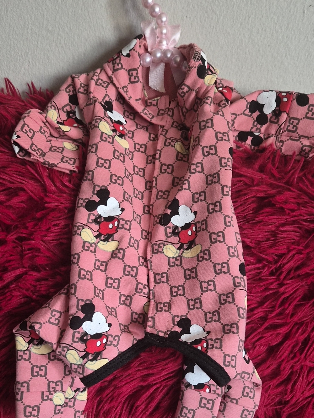 Gucci Pink Mickey Mouse Pet Onesie with GG Print